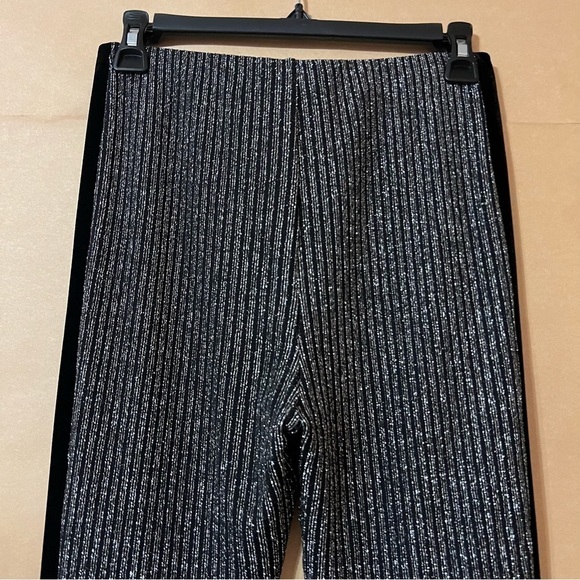 NBD | Tuxedo Legging in Silver Stripe Metallic High Rises Pull-On Pants Size M - Picture 12 of 15